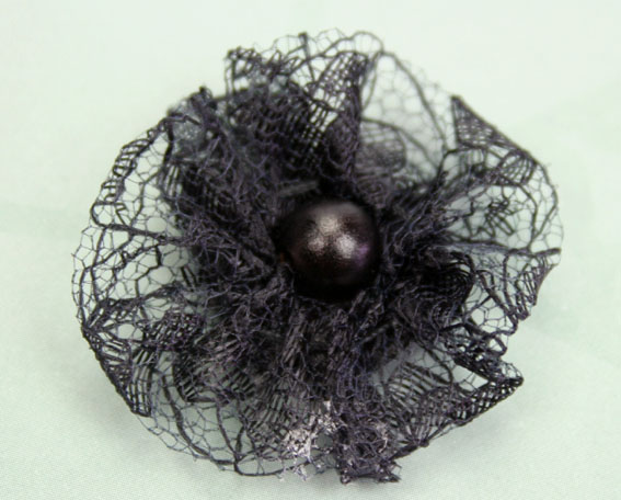 GT-3.5cm Black Lace Pearl Flower